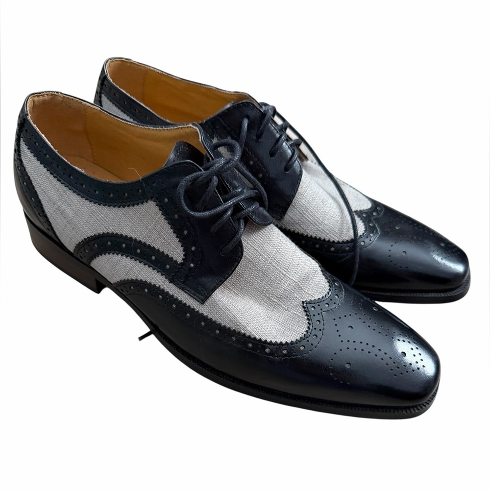 Stacy Adams Two-Tone Black and Gray Oxfords Men’s 8